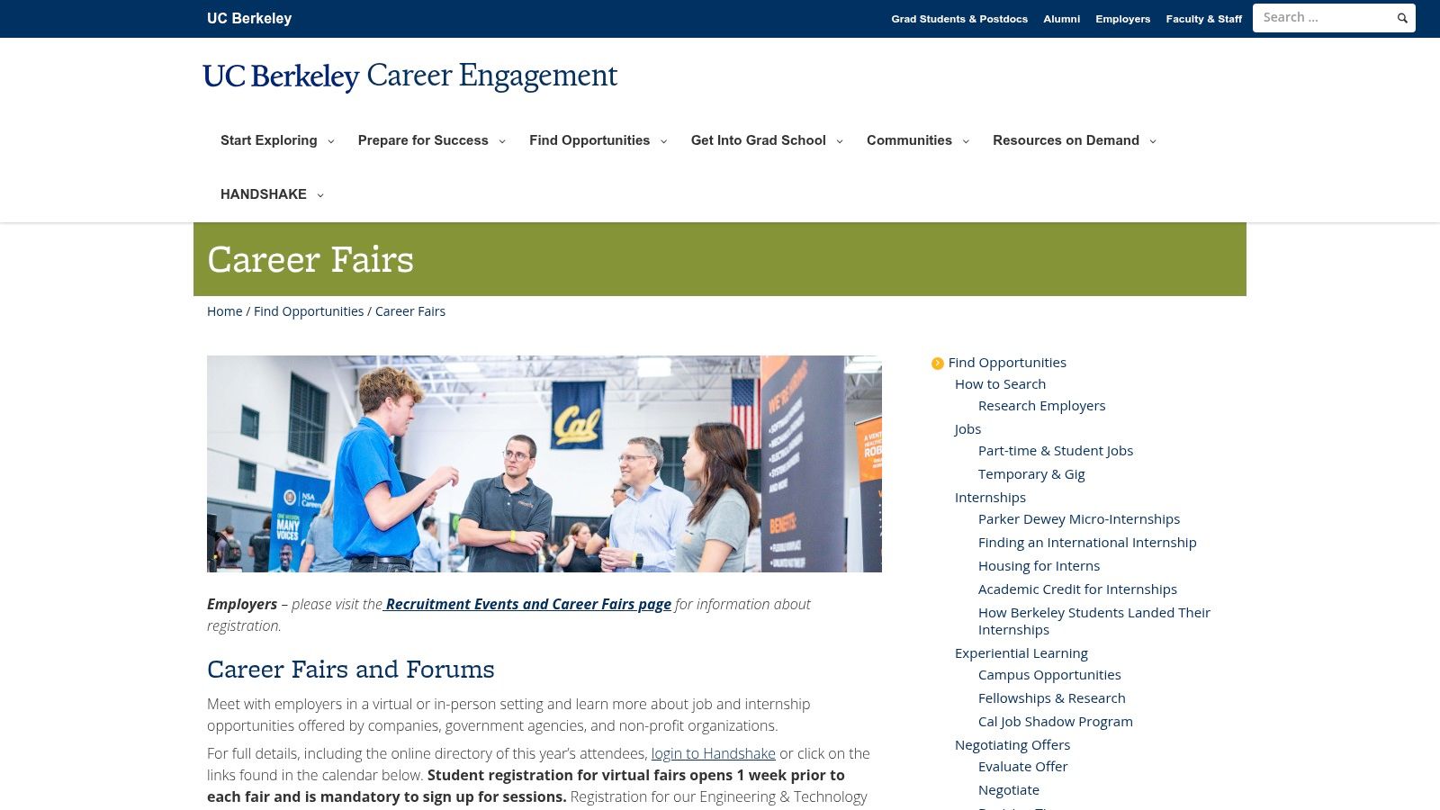 UC Berkeley Career Engagement, Career Fairs