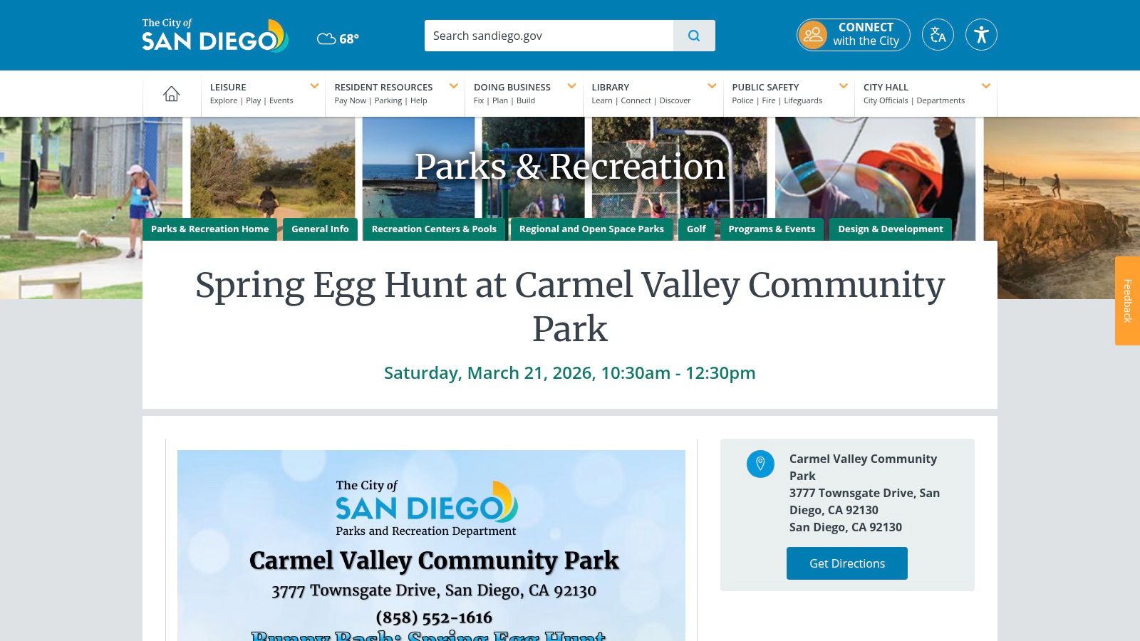 City of San Diego Parks & Recreation, Spring Egg Hunts