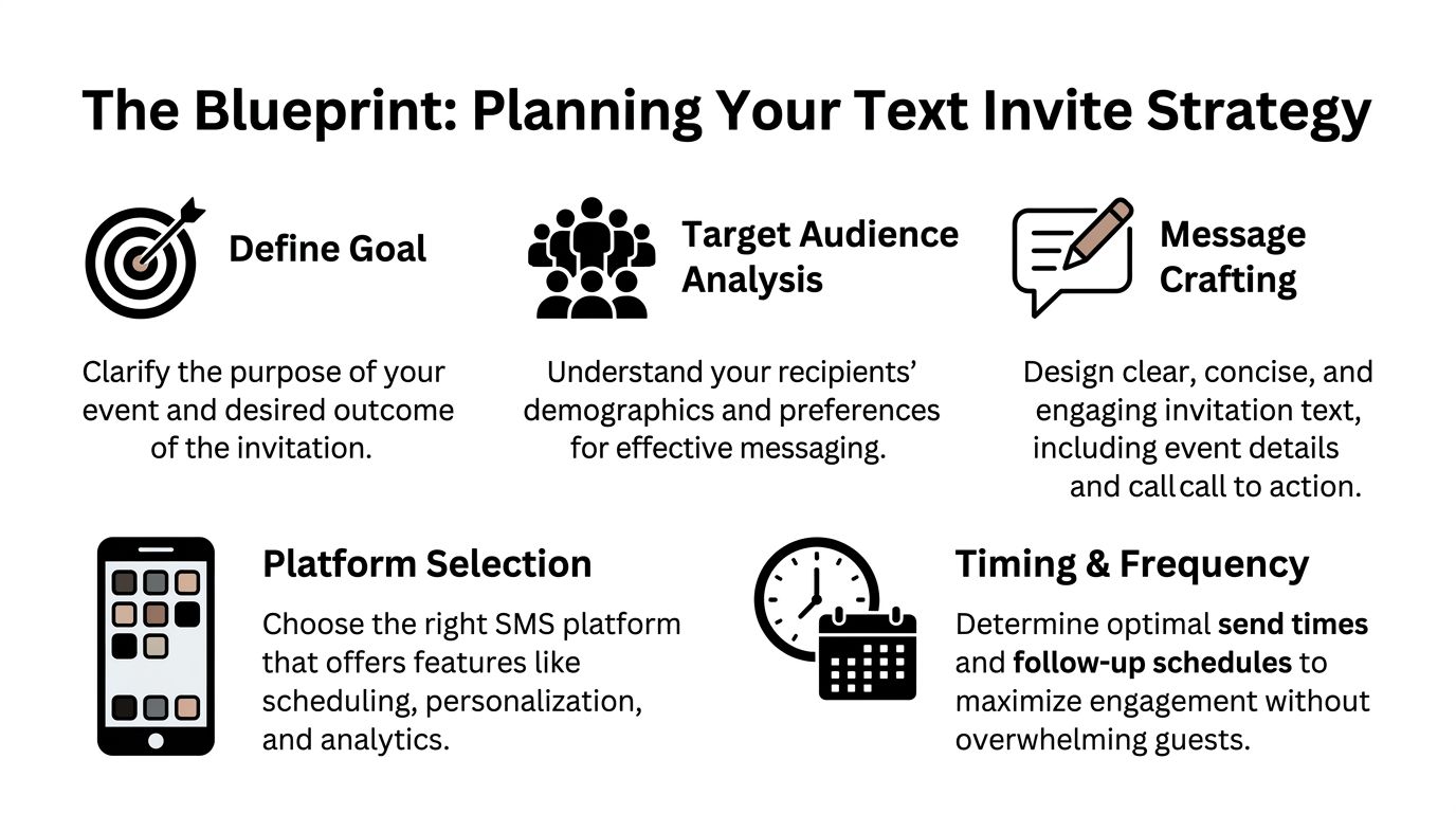An infographic titled The Blueprint illustrating the key steps for planning an effective text invite strategy.